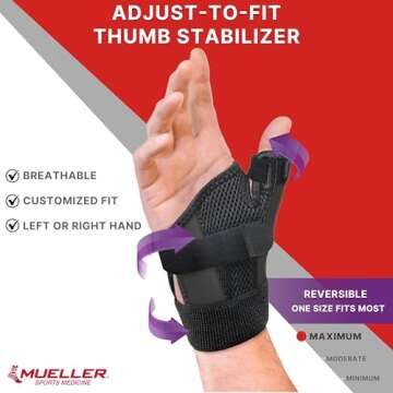 MUELLER Sports Medicine Adjust-to-Fit Thumb Stabilizer for Pain Relief