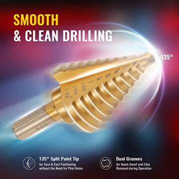 ZELCAN 10 Sizes Titanium Step Drill Bit for Drilling