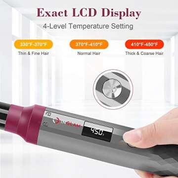 IG INGLAM Professional 8-in-1 Curling Iron Wand Set, Instant Heat Up Hair Curler with 8 Interchangeable Ceramic Barrels (0.5''-1.25''), Adjustable Temperature for All Hair Types, Rock Grey & Purple