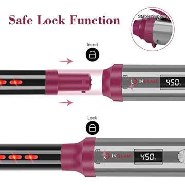 IG INGLAM Professional 8-in-1 Curling Iron Wand Set, Instant Heat Up Hair Curler with 8 Interchangeable Ceramic Barrels (0.5''-1.25''), Adjustable Temperature for All Hair Types, Rock Grey & Purple