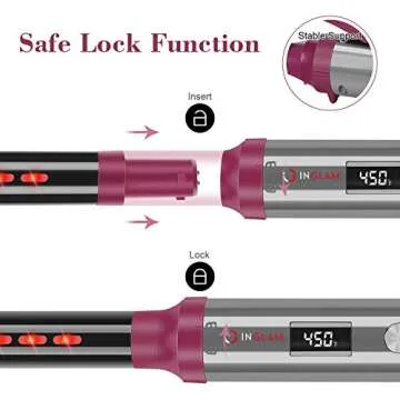 IG INGLAM Professional 8-in-1 Curling Iron Wand Set, Instant Heat Up Hair Curler with 8 Interchangeable Ceramic Barrels (0.5''-1.25''), Adjustable Temperature for All Hair Types, Rock Grey & Purple