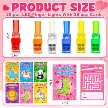 LED Finger Lights Valentines Day Cards for Kids Gift