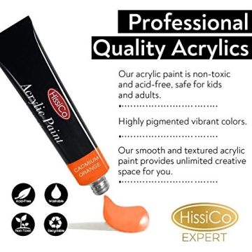 HissiCo Acrylic Paint Set of 12 Non-Toxic Colors