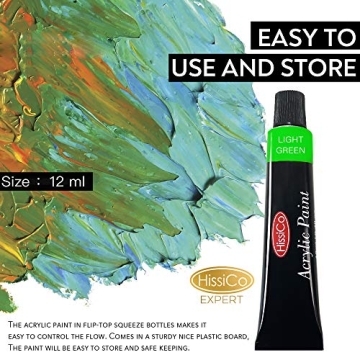 HissiCo Acrylic Paint Set of 12 Non-Toxic Colors