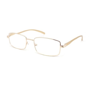 SA106 Classic Metal Rim and Arm Narrow Rectangle Reading Glasses - Gold +1.0