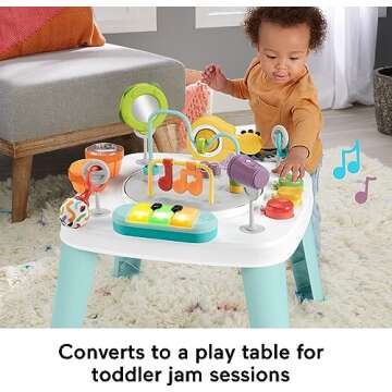 ​Fisher-Price Baby to Toddler Toy 3-in-1 Hit Wonder Activity Center & Play Table with Music Lights & Developmental Activities