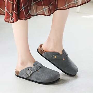 guoluofei Clogs for Women,Womens Clogs and Mules Outdoor House Slipers with Arch Support Grey