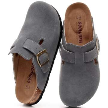 guoluofei Clogs for Women,Womens Clogs and Mules Outdoor House Slipers with Arch Support Grey