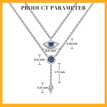 Layered Evil Eye Necklace for Women S925 Sterling Silver Multilayer Dangle Long Y Dainty Necklaces Tiny Double Layering Choker Protection Gifts