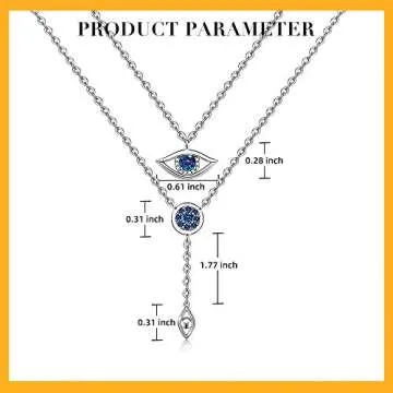 Layered Evil Eye Necklace for Women S925 Sterling Silver Multilayer Dangle Long Y Dainty Necklaces Tiny Double Layering Choker Protection Gifts