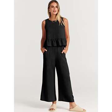 ANRABESS Women Summer Outfits - Stylish Tank Top & Wide Leg Pants