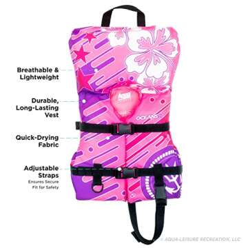 Oceans 7 US Coast Guard Approved, Infant-Child-Youth Life Jacket Vest – Sizes for 8-90 Lbs. – Ty...