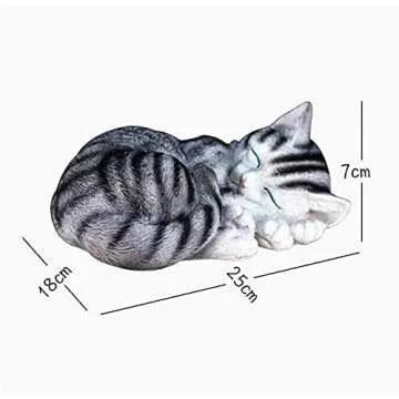 EatingBiting 9.8" Large Outdoor Garden Lawn Statue Ornament Sculpture Sleeping Kitten Cat Decor Memorial Outdoor Statue Remembrance Animal Sculpture Grave Marker Stone Figurine to Honor Cherished Pet