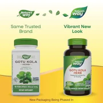 Nature's Way Gotu Kola - 950 mg per 2-capsule serving - Supports Vitality & Longevity* - Gluten & Dairy Free - Non-GMO Project Verified - 180 Vegan Capsules