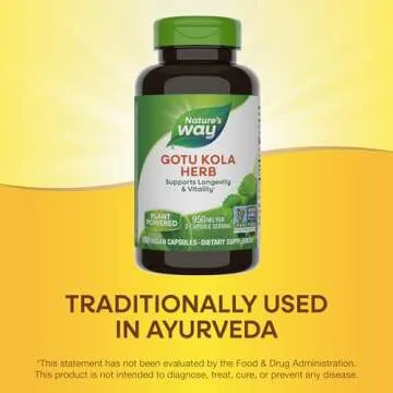 Nature's Way Gotu Kola - 950 mg per 2-capsule serving - Supports Vitality & Longevity* - Gluten & Dairy Free - Non-GMO Project Verified - 180 Vegan Capsules