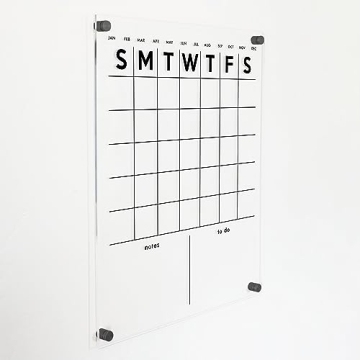 Acrylic Calendar Dry Erase Calendar for Wall - Clear Monthly Planner