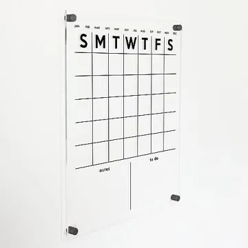 Acrylic Calendar Dry Erase Calendar for Wall - Clear Monthly Planner