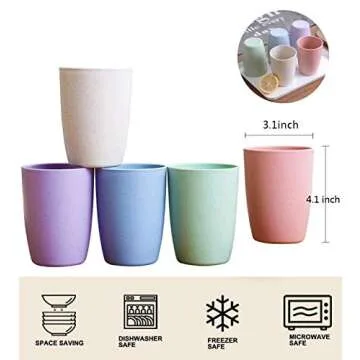 Choary Eco-friendly Unbreakable Reusable Drinking Cup for Adult(12 OZ), Wheat Straw Glasses Healthy ...