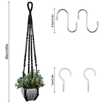 RIFNY Macrame Plant Hanger for 5 to 10 Inch Plant Pots, 35 Inch Woven Rope Hanger Kits with Hooks an...