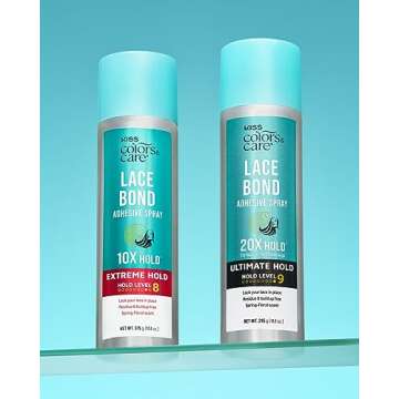 KISS Colors & Care Lace Bond Adhesive Spray Ultimate Hold 11.1 oz. - Adhesive for Lace Frontals, Sweat Proof, Water-Resistant, Fast Drying, Efficient Nozzle, Convenient, Super Secure for All Day