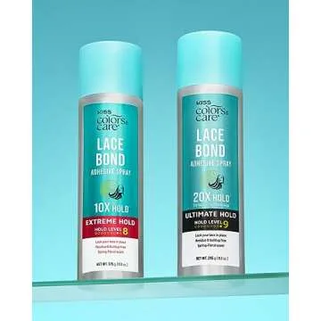 KISS Colors & Care Lace Bond Adhesive Spray Ultimate Hold 11.1 oz. - Adhesive for Lace Frontals, Sweat Proof, Water-Resistant, Fast Drying, Efficient Nozzle, Convenient, Super Secure for All Day