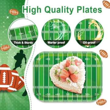 Qyeahkj 25 Counts Football Party Paper Plates 9.7" x 13.2" Large Disposable Football Party Decorations Supplies Heavy-Duty Serving Trays Football Plates for Party Football Sports Game Day Tailgate