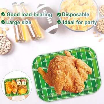 Qyeahkj 25 Counts Football Party Paper Plates 9.7" x 13.2" Large Disposable Football Party Decorations Supplies Heavy-Duty Serving Trays Football Plates for Party Football Sports Game Day Tailgate