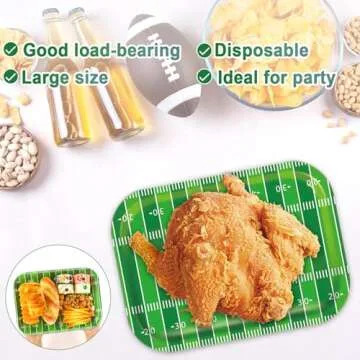 Qyeahkj 25 Counts Football Party Paper Plates 9.7" x 13.2" Large Disposable Football Party Decorations Supplies Heavy-Duty Serving Trays Football Plates for Party Football Sports Game Day Tailgate