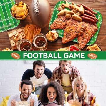Qyeahkj 25 Counts Football Party Paper Plates 9.7" x 13.2" Large Disposable Football Party Decorations Supplies Heavy-Duty Serving Trays Football Plates for Party Football Sports Game Day Tailgate