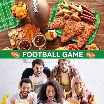 Qyeahkj 25 Counts Football Party Paper Plates 9.7" x 13.2" Large Disposable Football Party Decorations Supplies Heavy-Duty Serving Trays Football Plates for Party Football Sports Game Day Tailgate