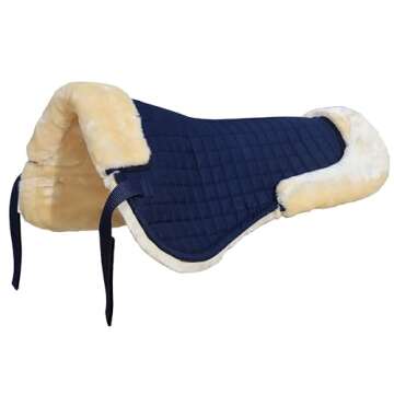 T TEKE Horse Half Pad for English Saddle: 100% Cotton with Thick Synthetic Sheepskin Cushioning for ...