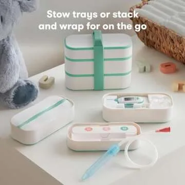 Frida Baby Mobile Medicine Cabinet Travel Kit, Baby Essentials Gift Set Includes NoseFrida Snotsucker, Rectal Thermometer, MediFrida Medicine Dispenser with Portable Carrying Case