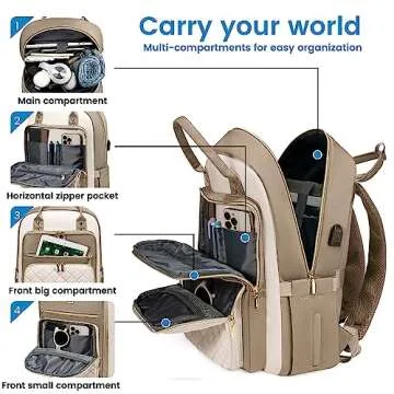LOVEVOOK Laptop Backpack for Women, Water Resistant Travel Work Backpacks Purse Stylish College Business Teacher Nurse Computer Bag with USB Charging Port, Fits 15.6" Laptop