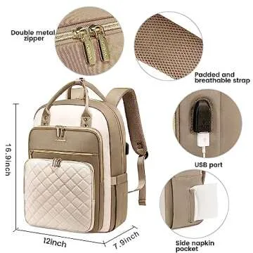 LOVEVOOK Laptop Backpack for Women, Water Resistant Travel Work Backpacks Purse Stylish College Business Teacher Nurse Computer Bag with USB Charging Port, Fits 15.6" Laptop