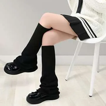 Olreco Black Leg Warmers Y2K Women's Leg Warmers Kawaii Leg Warmers Goth Accessories Harajuku Fashion Gyaru Girls Leg Warmers