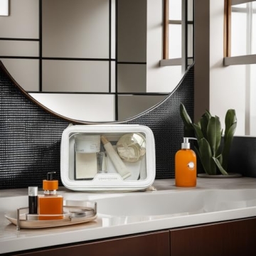 Rownyeon Clear Makeup Case Toiletry Bag Multipurpose Travel Makeup Train Case Portable Cosmetic Organizer Transparent Storage Bag White