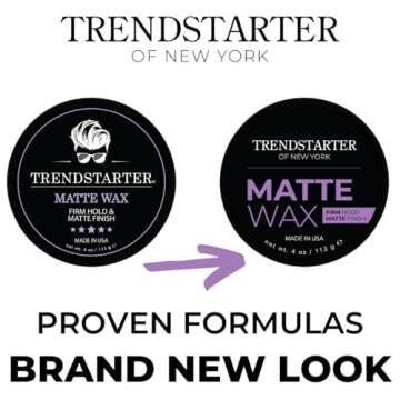 TRENDSTARTER - MATTE WAX (4oz) - Firm Hold - Matte Finish - Premium Water Based All-Day Hold Hair St...