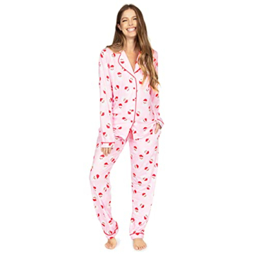 Tipsy Elves Women’s Pink Santa Pajama Set - Fun, Comfy, and Festive