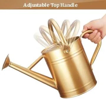 Watering Can for Outdoor Plants&Indoor Plants,Plant Watering Can 1 Gallon,Metal Flower Garden Watering Can Water Can Watering Pot,Galvanized Steel Watering Can Outdoor (Gold)
