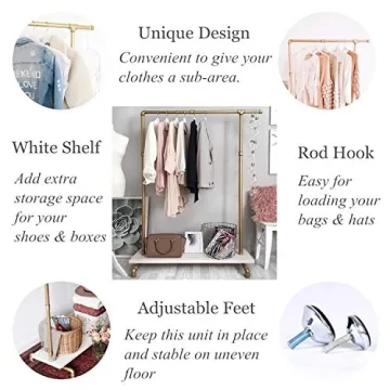 BOSURU Gold Pipe Clothing Rack for Boutique Display