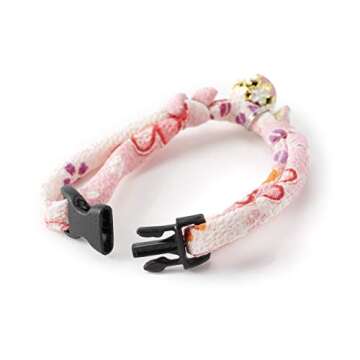 Chirimen Sakura Cat Collar - Unique Kimono Print for Cats, Breakaway Safety