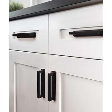 RVPEKUPE 2-Pack Adhesive Cabinet Handles Stick On Handle Self Stick Drawer Pulls No Drill Cabinet Pulls for Cabinet Closet Glass Sliding Shower Door Handle - 6", Black