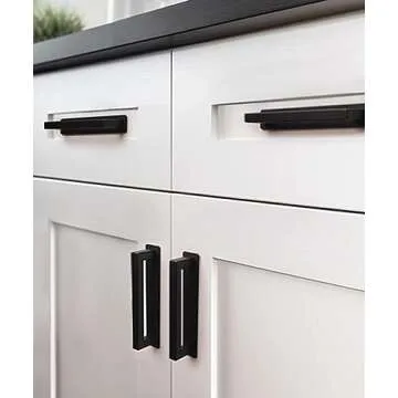 RVPEKUPE 2-Pack Adhesive Cabinet Handles Stick On Handle Self Stick Drawer Pulls No Drill Cabinet Pulls for Cabinet Closet Glass Sliding Shower Door Handle - 6", Black