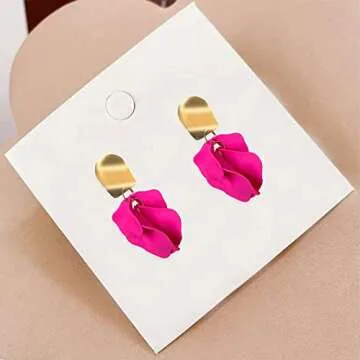 Stunning Boho Red Rose Petal Earrings for Expressive Styles