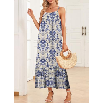 Dokotoo Scoop Neck Boho Summer Dress for Women