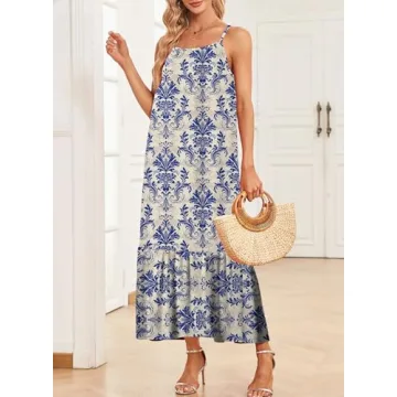 Dokotoo Scoop Neck Boho Summer Dress for Women