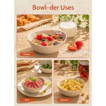 Sweese 6 Inch Porcelain 18 oz Bowls Set of 6, for Soup | Cereal | Fruits | Rice - Microwave, Dishwasher, and Oven Safe - White