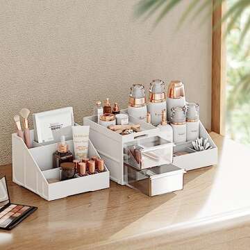 Large Capacity Makeup Organizer with Detachable Storage