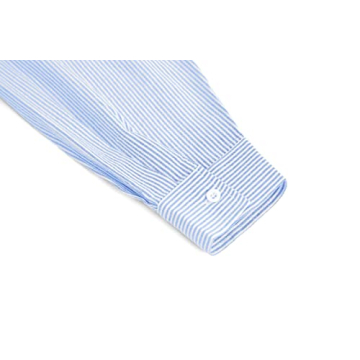 Flowyair Women's Oversized Button Down Shirts Business Casual Long Sleeve Blouse Work Striped Tops Blue