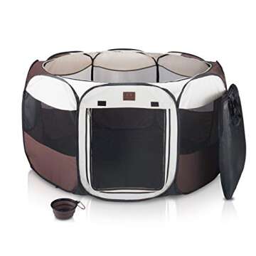 Parkland Pet Portable Foldable Playpen Exercise Kennel Dogs Cats Indoor/outdoor Removable Mesh Shade...